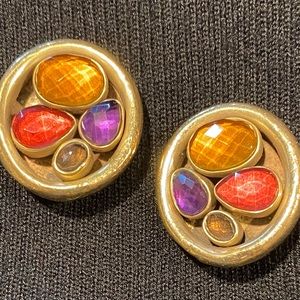 Vintage signed Vaubel gold clip earrings